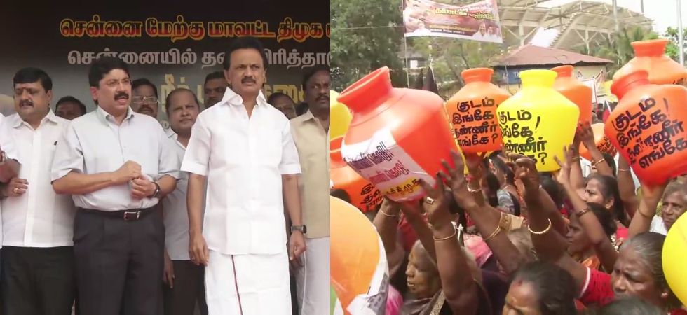 Chennai Water Crisis: DMK stages protest against ruling AIADMK, submits notice in Lok Sabha