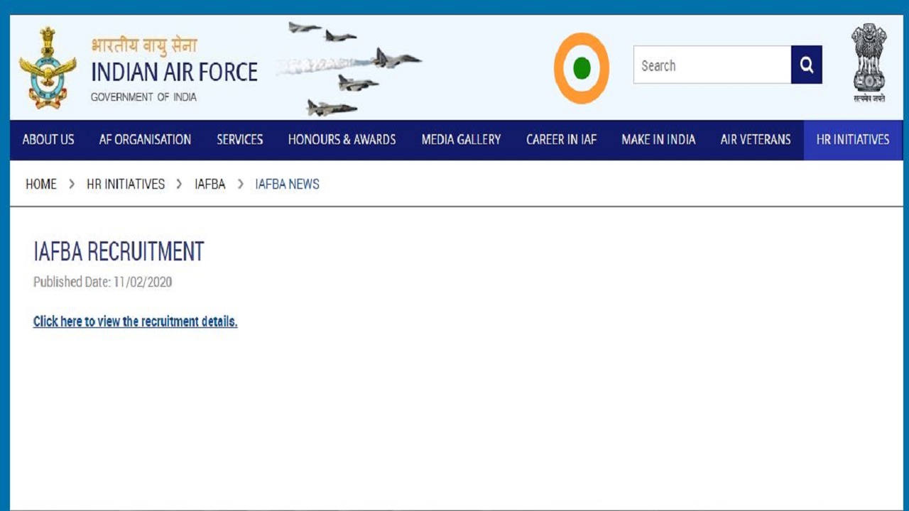 IAF Recruitment Notification 2020 Released For Clerk And Manager Posts