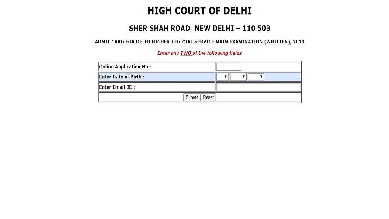 Delhi Higher Judicial Service Main 2019 Exam Admit Card Released