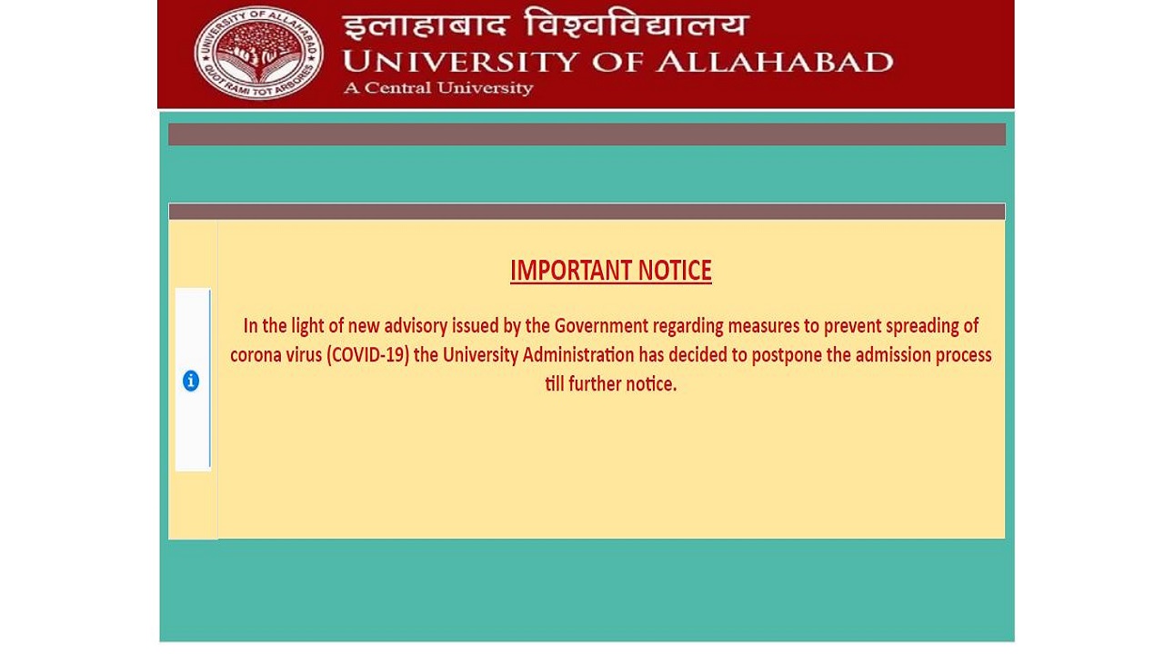 Allahabad University Admission Process 2020 Postponed Amid Coronavirus Outbreak