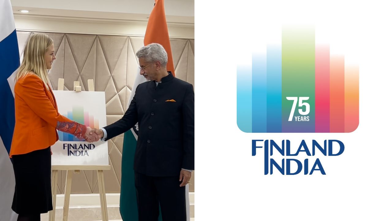 Finland Foreign Ministers and India Unveil a Logo Marking 75 Years of Diplomatic Ties