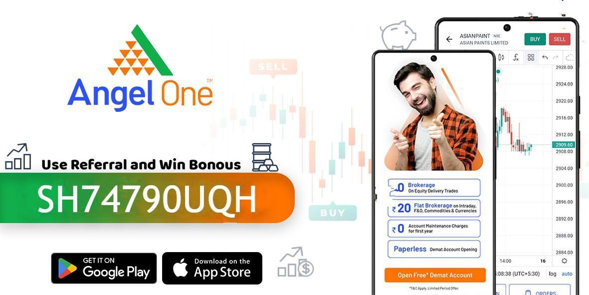 Angel One Referral Code  is SH74790UQH | Rs. 500 FREE Amazon Voucher